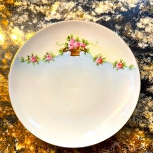 Antique Floral White Plate for saucer or salad